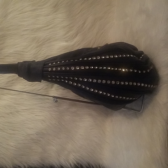 NAVY RHINESTONE ACCENTED HOBO HANDBAG - Picture 4 of 9